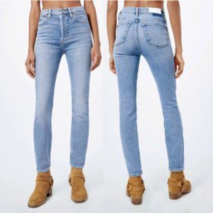 RE/DONE Comfort Stretch High Rise Ankle Crop in Hazey Indigo